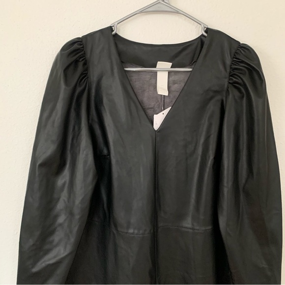 H&M black vegan leather midi dress - Picture 3 of 9
